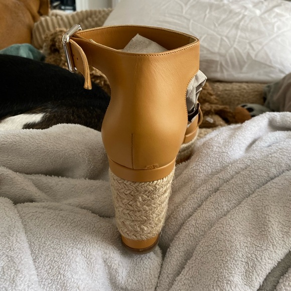 Hermés Light Orange Leather Ilana Espadrille Wedge Sandals sold - Picture 6 of 12